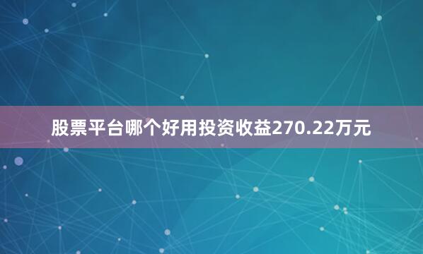 股票平台哪个好用投资收益270.22万元